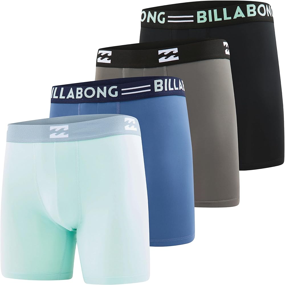 Billabong Mens Underwear 4 Pack Microfiber Performance Boxer Briefs for Men