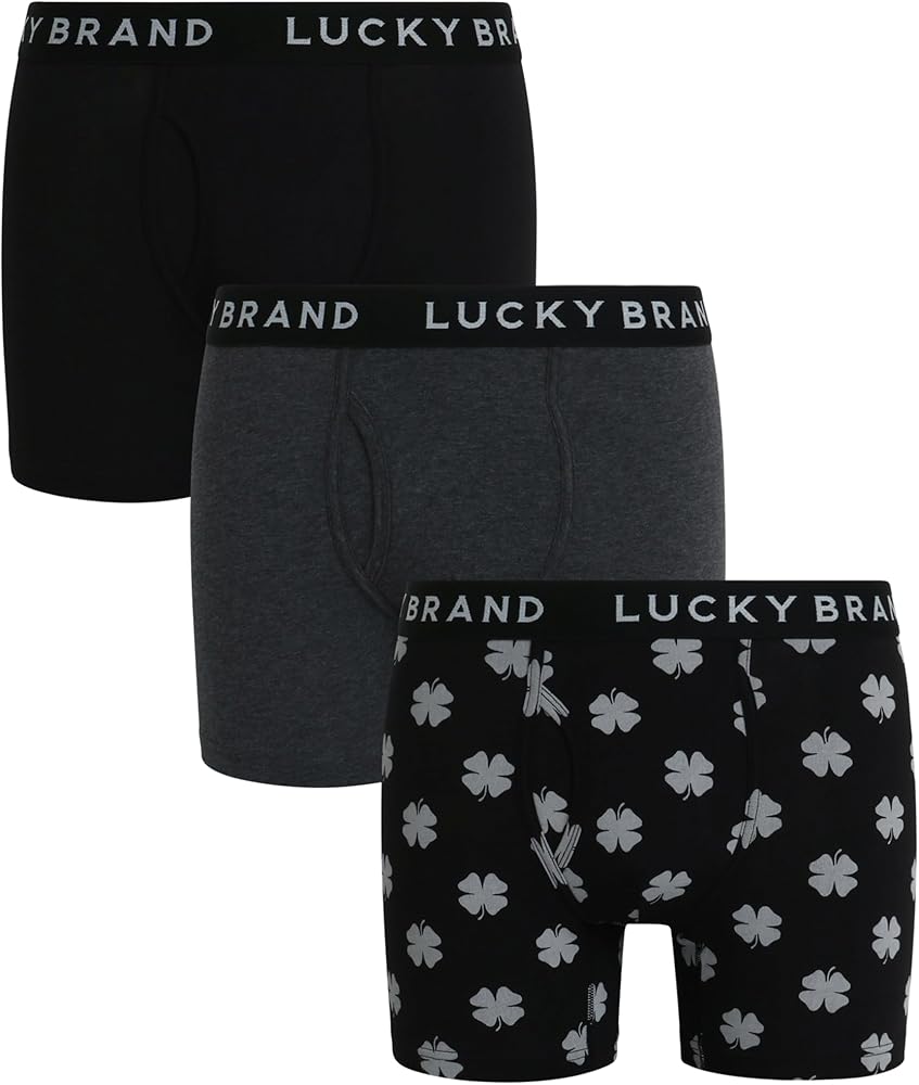 Lucky Brand Mens Casual Stretch Boxer Briefs 3Pack