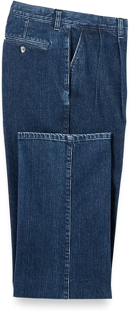 Paul Fredrick Men's Denim Pleated Pants