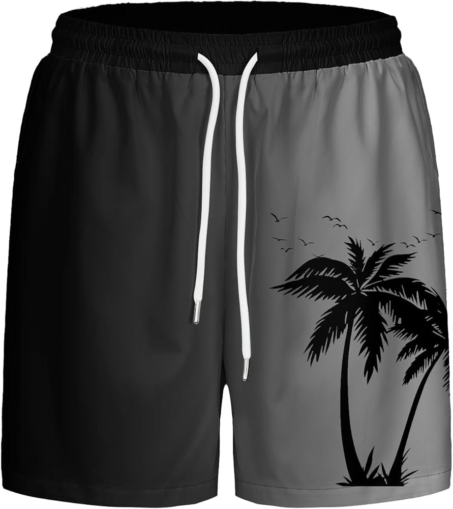 Men's Hawaiian Beach Shorts Casual Lightweight Drawstring Quick Dry Holiday Tropical Shorts with Pockets