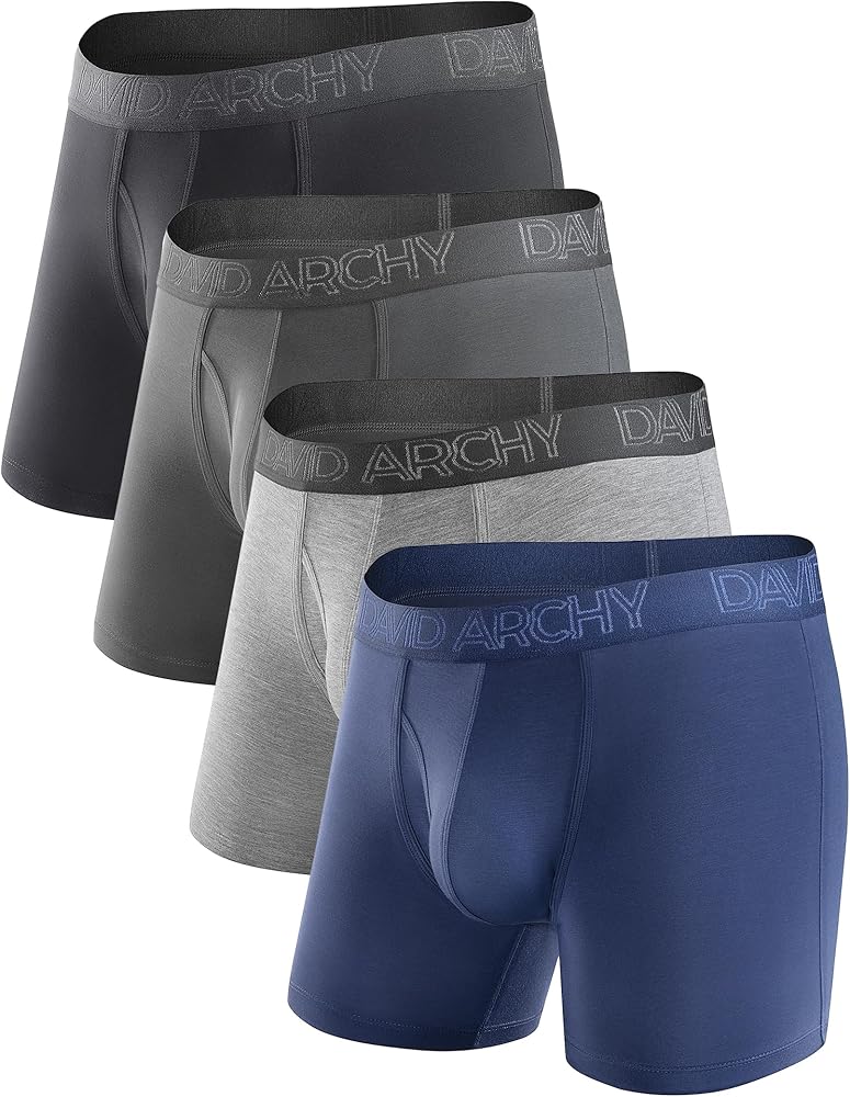 DAVID ARCHY Mens Underwear Boxer Briefs Breathable Soft Moisture-Wicking with Fly Underwear for Men Multipack