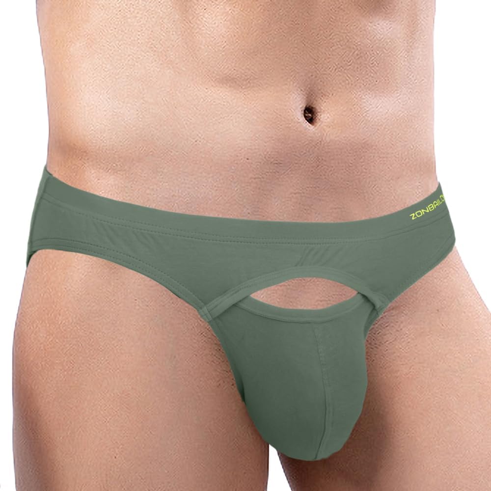 ZONBAILON Mens Front Opening Fly Access Briefs Low Rise Bulge Enhancing Pouch Tagless Bamboo Viscose Underwear Pack