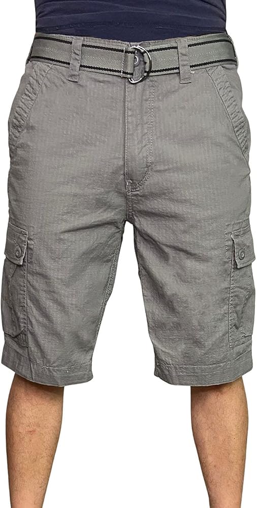 Wearfirst Men's Stretchy Belted Cargo Shorts with Mesh Pocket Lining (Slate Gray, 38)