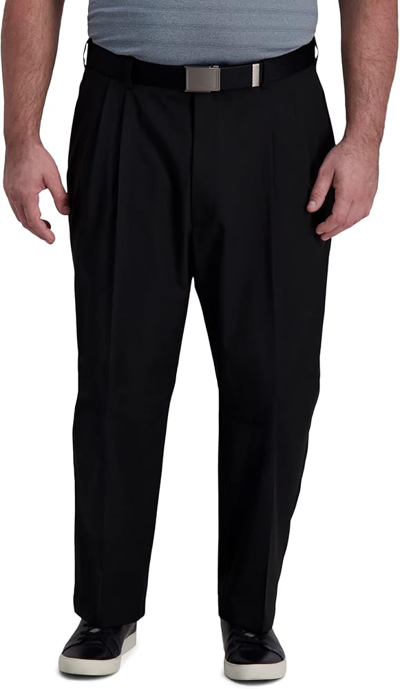 Haggar Mens Cool Right Performance Flex Classic Fit Pleat Front Pant (Regular And Big And Tall Sizes)