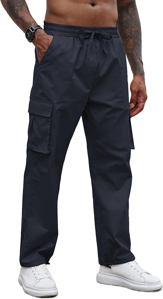 COOFANDY Men's Casual Cargo Pants Cotton Drawstring Athletic Jogger Sweatpants