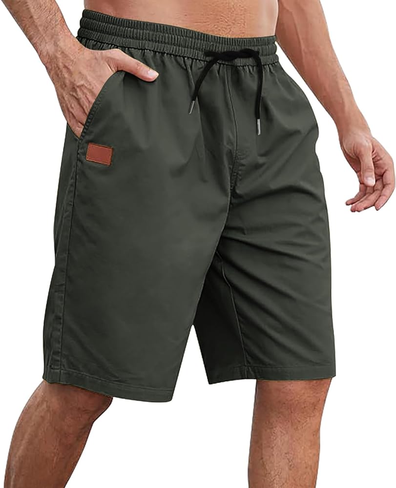 Mens Shorts Casual Drawstring Elastic Waist Cargo Shorts Summer Plus Size Shorts Athletic Fit Hiking Pant with Pocket