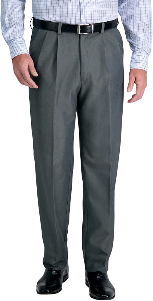 Haggar Men's Cool 18 Hidden Expandable Waist Pleat Front Pant-regular and Big & Tall Sizes