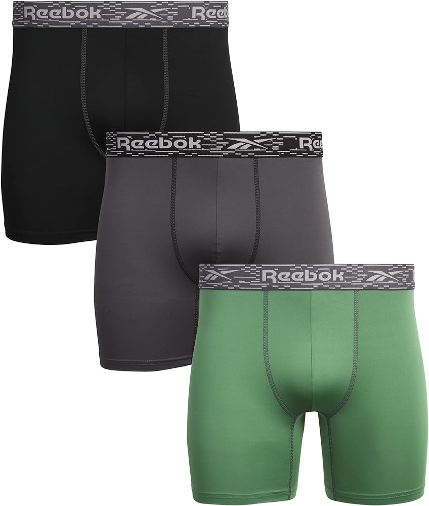 Reebok Men's Boxer Briefs – 3 Pack Performance Mens Underwear Boxer Briefs - Moisture Wicking Athletic Underwear for Men S-XL