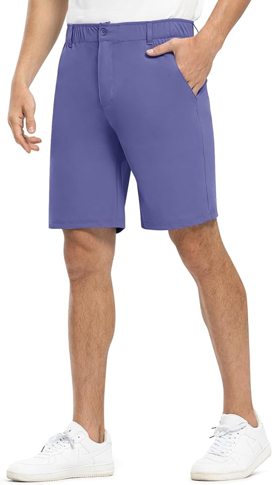 Rdruko Men's Golf Shorts Stretch Dry Fit 9" Lightweight Casual Dress Work Shorts with Pockets