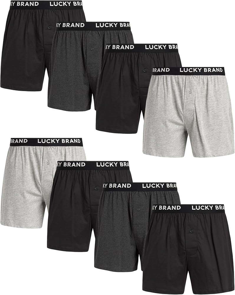 Lucky Brand Men's Boxer Briefs – 8 Pack Lightweight Knit Boxers for Men - Soft Stretch Classic Mens Underwear (S-2XL)