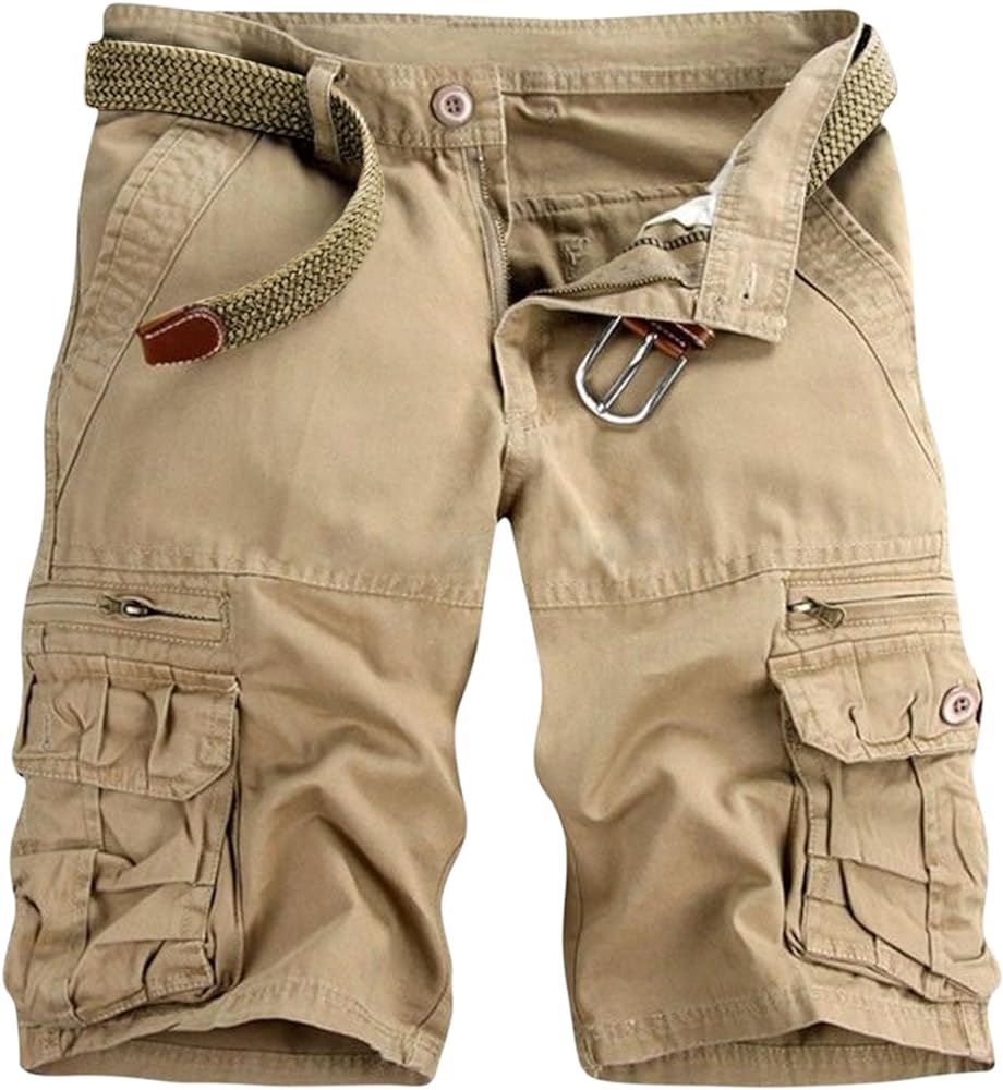 Men’s Cargo Shorts Relaxed Fit,Cotton Twill Work Shorts,Outdoor Lightweight Casual Shorts for Men with Pockets No Belt