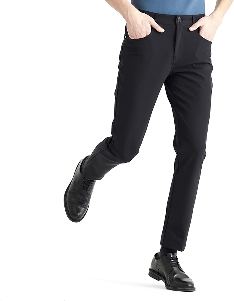 Mens Stretch Dress Pants, Classic Fit Flat Front Pants Casual Mens Lightweight Golf Work Suit Pants