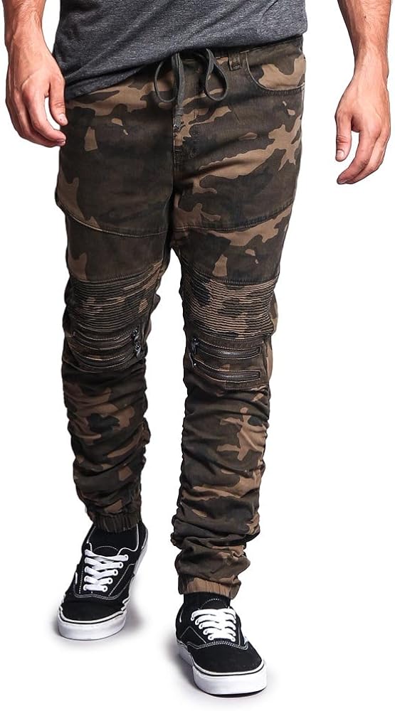 Victorious Zipper Knee Biker Twill Jogger Pants