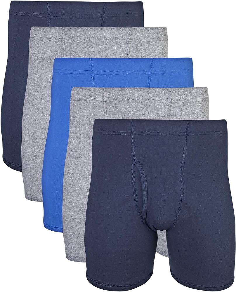 Gildan Mens Underwear Covered Waistband Boxer Briefs, Multipack