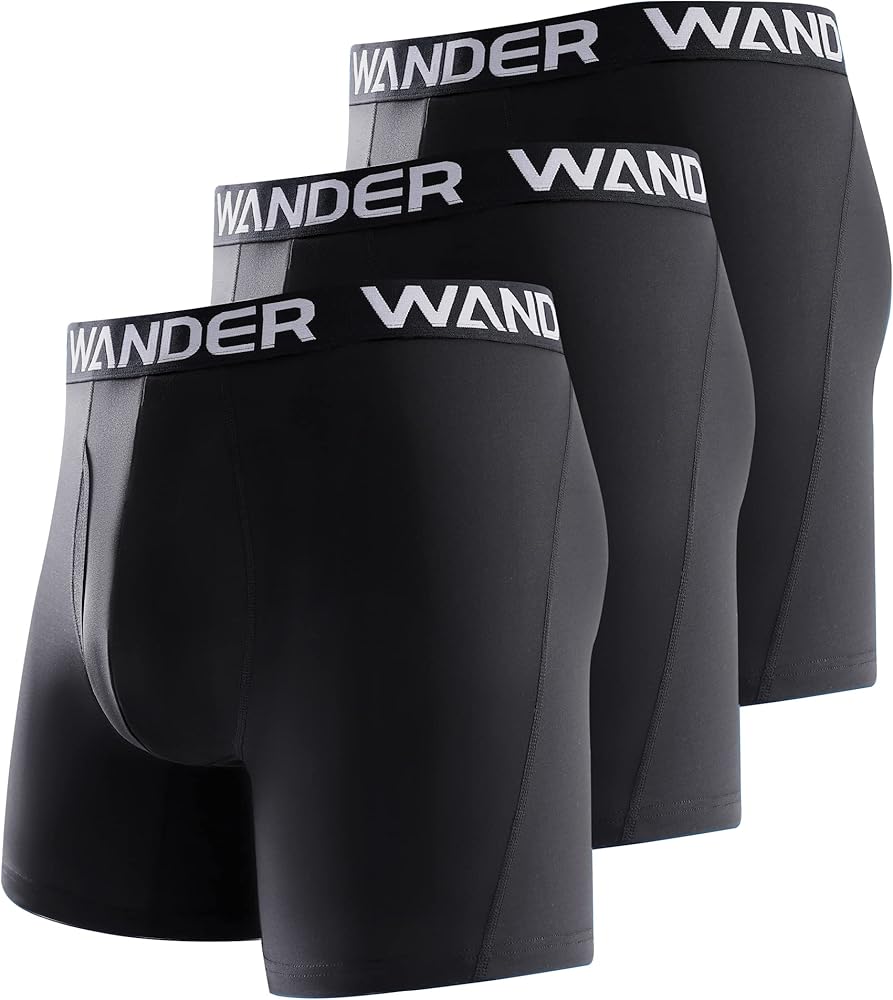 WANDER Mens Sport Underwear 3-Pack for Men Performance 6-inch Athletic Boxer Brief Tights Active Workout Underwear M/L/XL/XXL