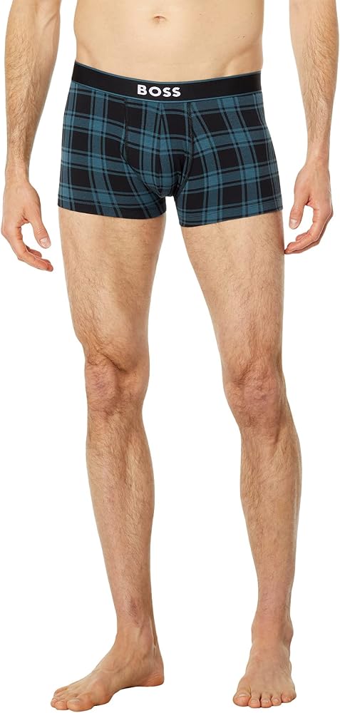 Hugo Boss Men's Bold Logo Plaid Cotton Stretch Trunk