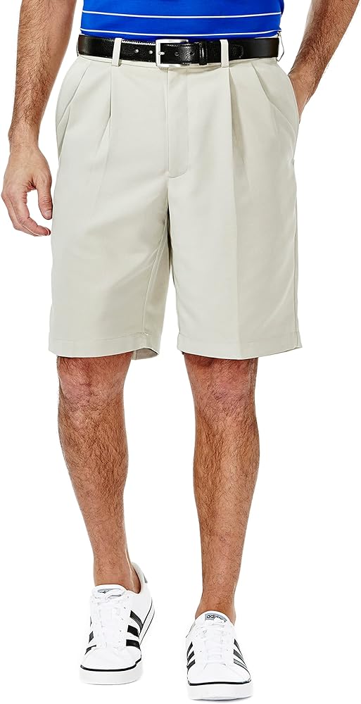 Haggar Men's Cool 18 Classic Fit Pleat Front Expandable Waistband Short (Regular and Big & Tall Sizes)