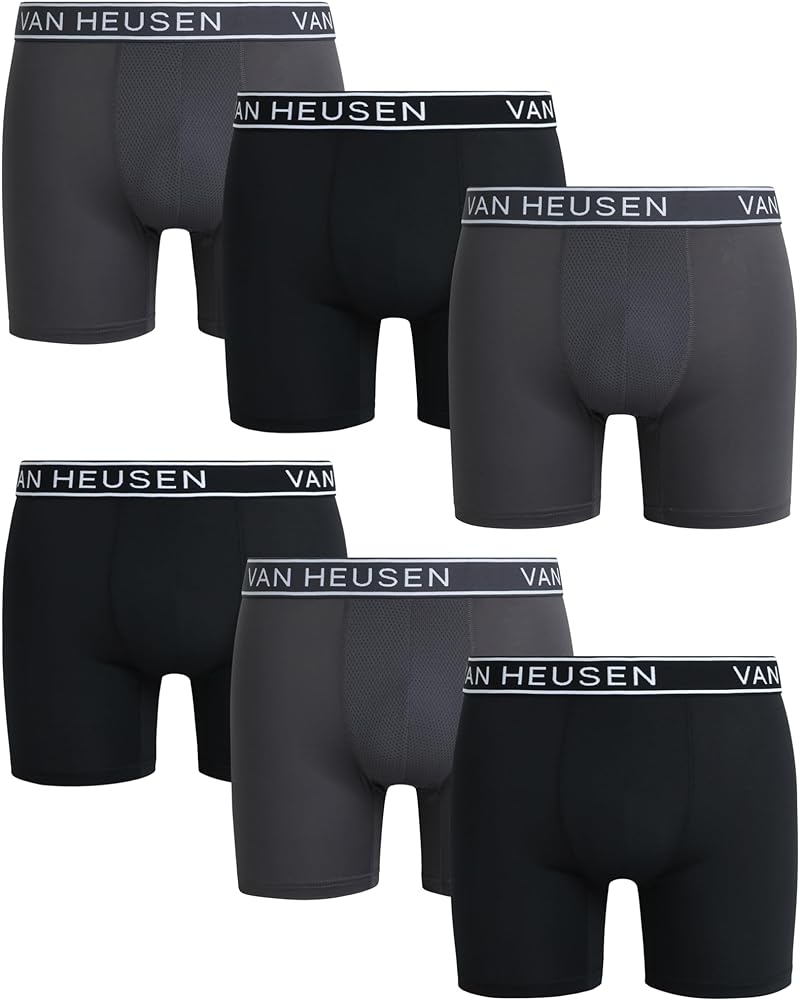 Van Heusen Men's Boxer Briefs - 3 Pack Sport Soft Performance Cotton Stretch Boxers - Breathable Underwear for Men (S-XL)