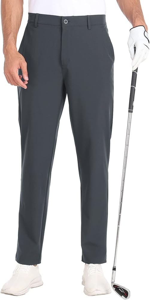 MoFiz Mens Golf Pants Slim Fit Stretch Work Office Dress Pants Quick Dry Lightweight Casual Comfort Zip Pockets