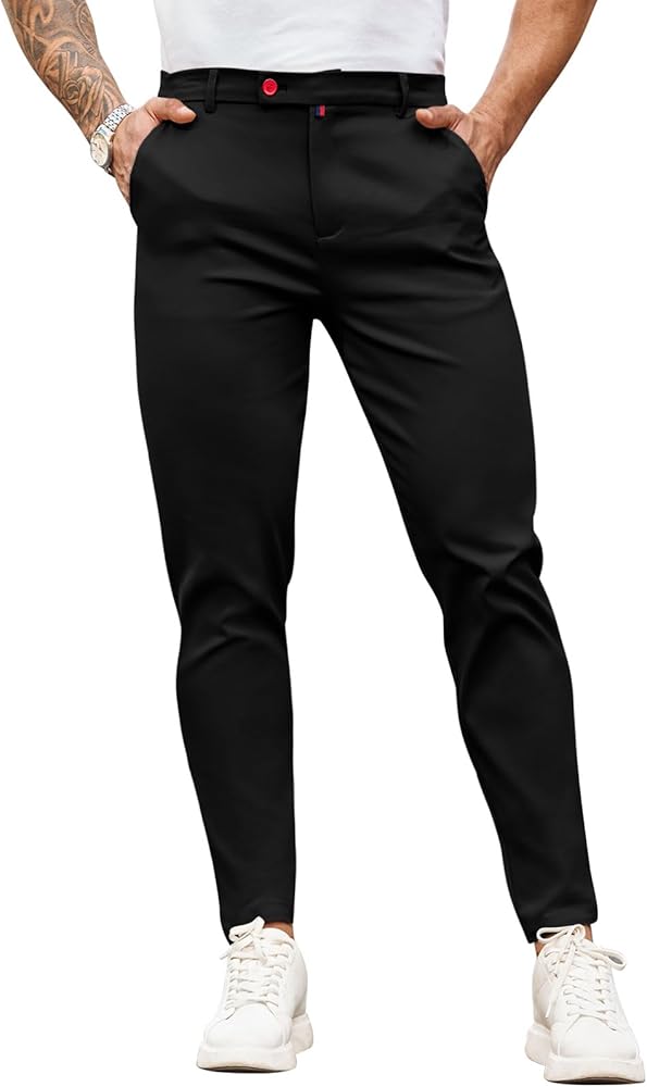 Beotyshow Mens Dress Pants Slim Fit Casual Formal Skinny Stretch Business Pant Golf Pants