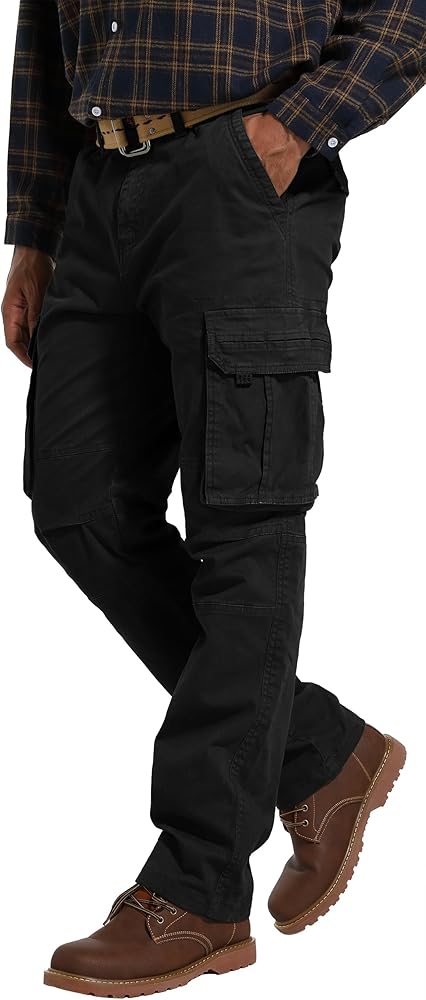 Men's Cargo Pants Regular Fit Stretch Casual Work Pants with 6 Pockets