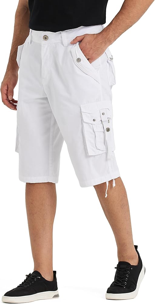 Cargo Shorts for Men Long below Knee Mens Shorts with Multi Pockets