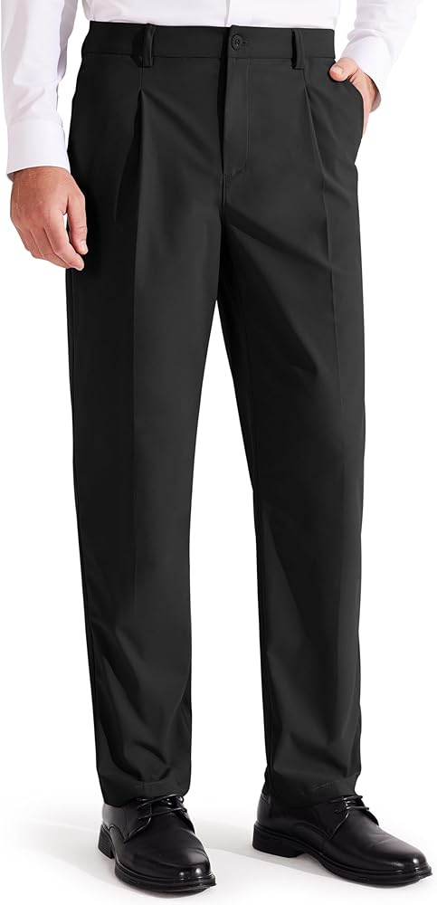 Libin Men's Dress Pants Classic Fit Pleated Front Work Golf Pants 29" 31" 33" Stretch Business Casual Pants Lightweight