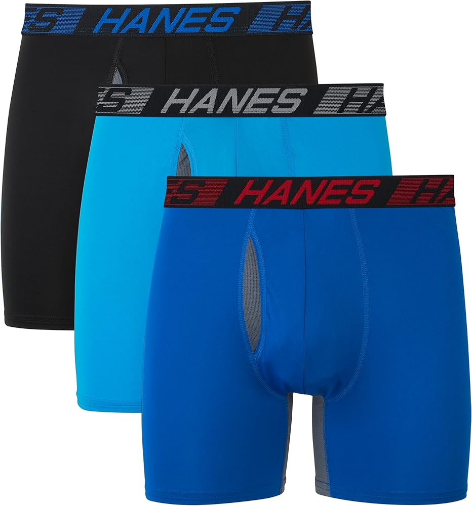 Hanes Men's X-Temp Utility Pocket Boxer Briefs Pack, Total Support Pouch, 3-Pack