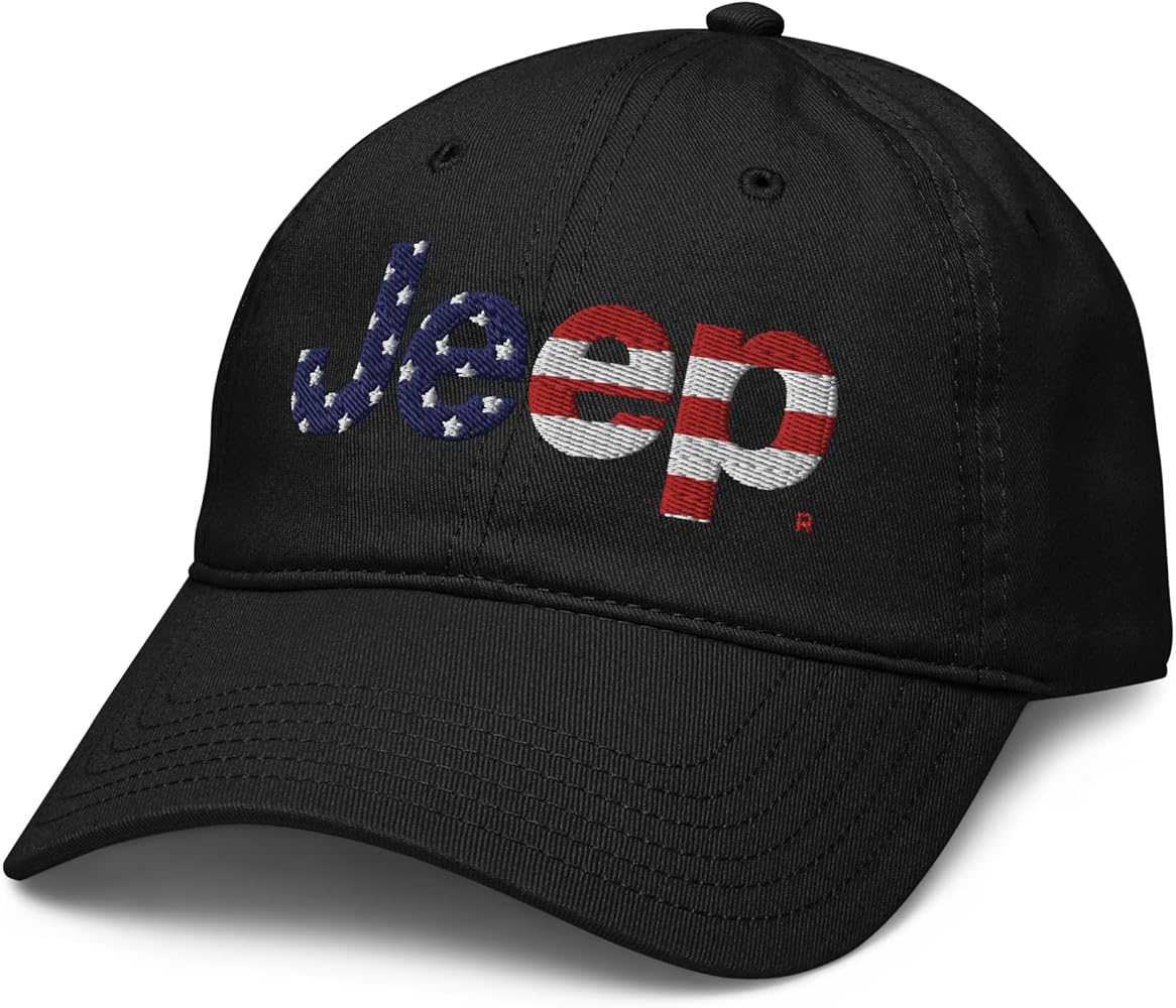 Jeep Flag Wordmark Logo Adjustable Baseball Hat