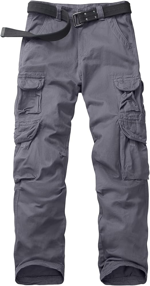 Men's Cargo Pants Cotton Ripstop Hiking Work Pants Comfort Casual Outdoor Pants with Multi Pockets