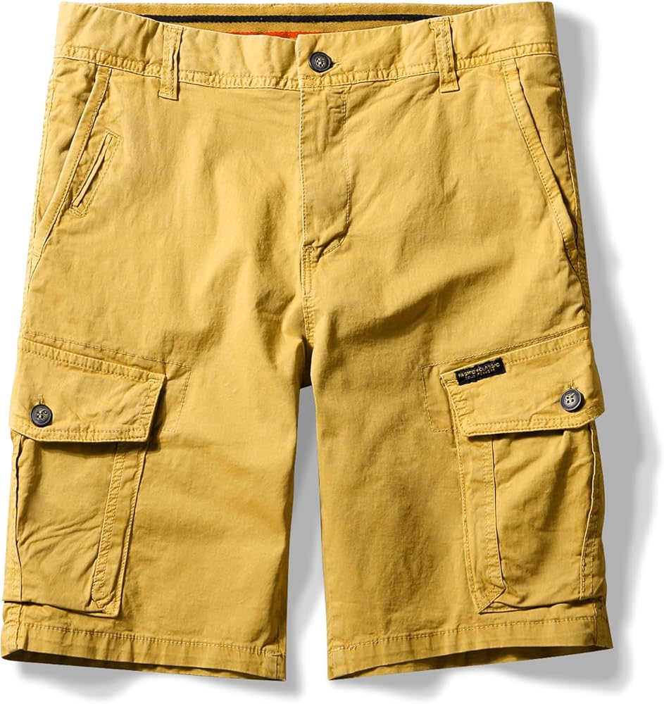 OCHENTA Men's Lightweight Twill Cargo Shorts with Pockets Stretch Cotton Casual Big and Tall