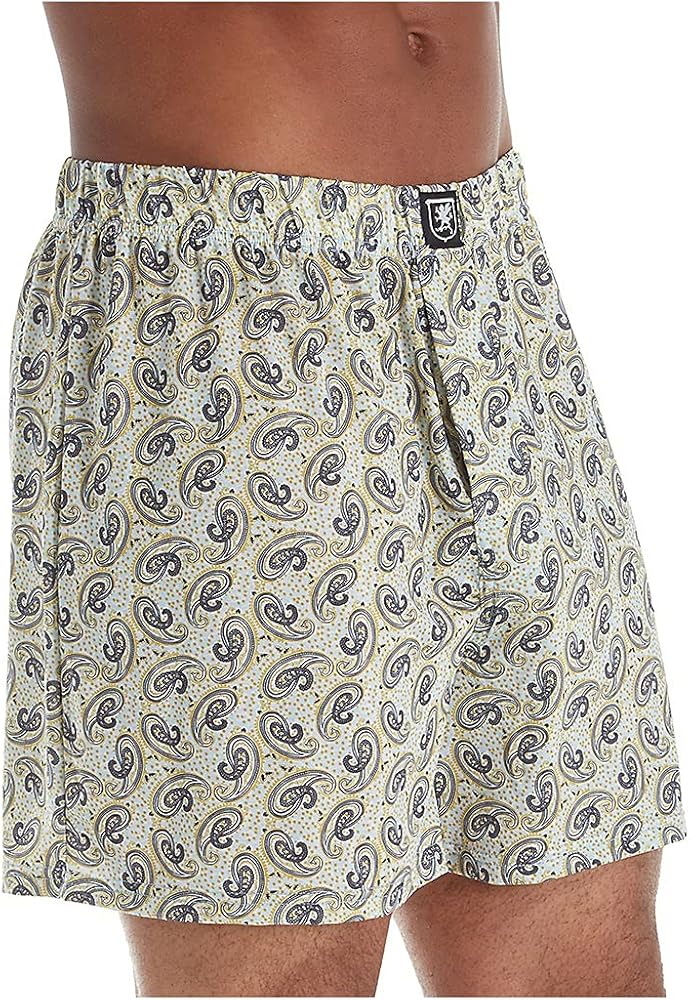 STACY ADAMS Men's Boxer Short, White/Blue Paisley, L