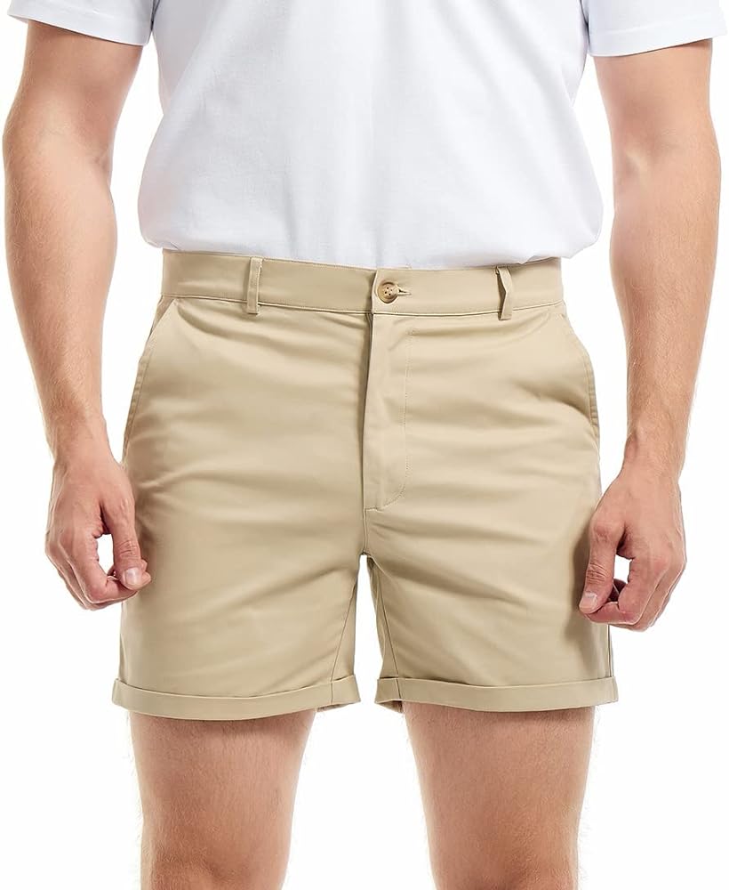 AIMPACT Mens Chino Shorts Slim-fit 5.5" Flat Front Stretch Casual Short Shorts