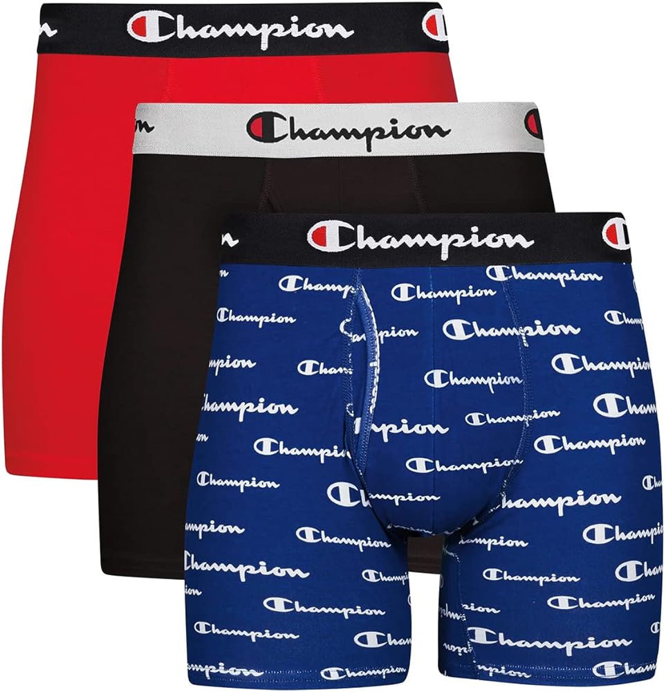 Champion mens Underwear Boxer Briefs, Every Day Comfort Stretch Cotton Moisture-wicking Underwear, Multi-pack