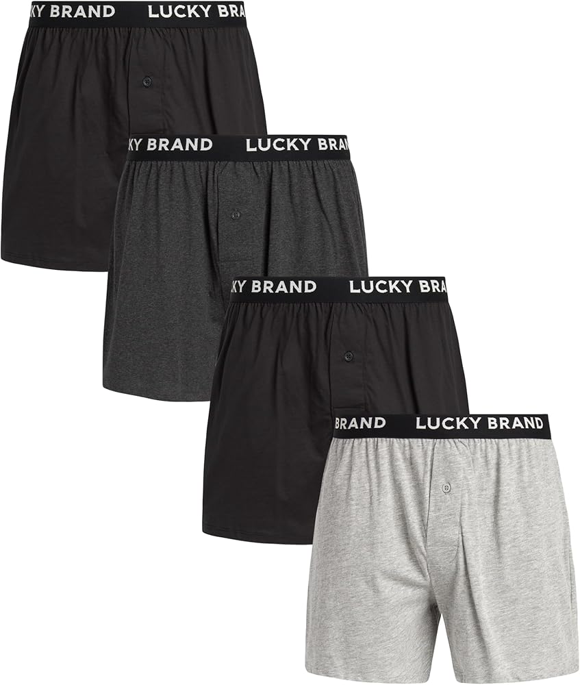 Lucky Brand Men's Boxer Shorts – 4 Pack Loose Fit Soft Knit Mens Underwear Boxers - Lightweight Boxers for Men (S-XL)