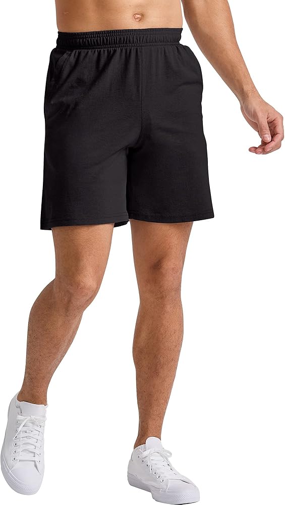 Hanes Mens Originals Pull-On Jersey Shorts, Lightweight Tri-Blend Shorts With Pockets