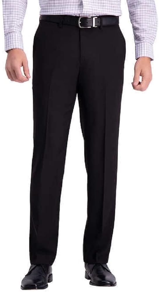 Haggar Men's Comfort Performance Stretch Straight Fit Pant with Super Flex Waistband (as1, Waist_Inseam, Numeric_36, Numeric_29, Regular, Regular, Black, 36W x 29L)