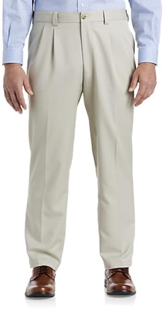 Oak Hill by DXL Men's Big and Tall Waist-Relaxer Pleated Microfiber Pants