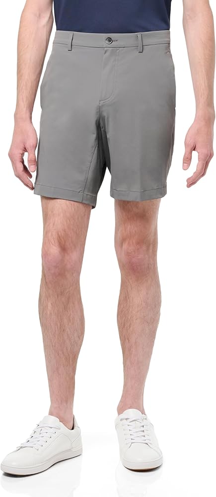 Perry Ellis Men's Solid Tech Shorts with Four Pockets, Regular Fit, Stretch Fabric, Moisture-wicking