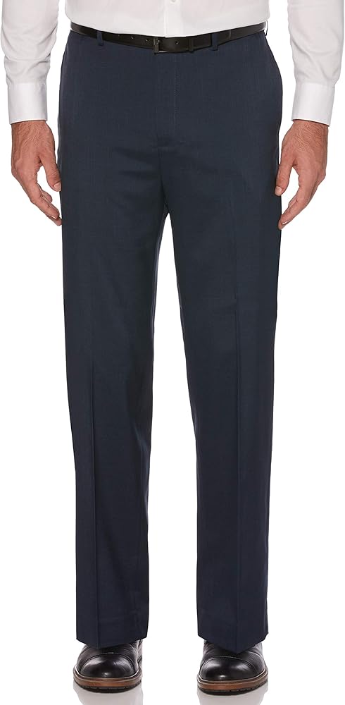 Savane Men's Flat Front Stretch Crosshatch Dress Pant