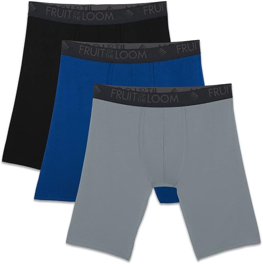 Fruit of the Loom Men's Breathable Boxer Briefs, Moisture Wicking Underwear, Assorted Color Multipacks