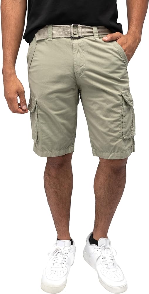 X RAY Belted Relaxed Fit Casual Tactical Knee Length Cargo Shorts for Men