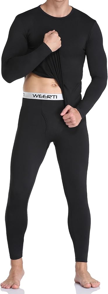 WEERTI Thermal Underwear for Men Long Johns Mens with Fleece Lined, Base Layer Men Cold Weather Top Bottom