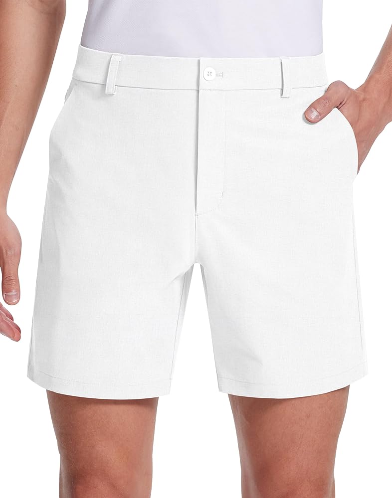 Mens Golf Shorts 7 Inch Inseam Flat Front Hybrid Stretch Dress Casual Work Shorts with 5 Pockets Lightweight Quick Dry