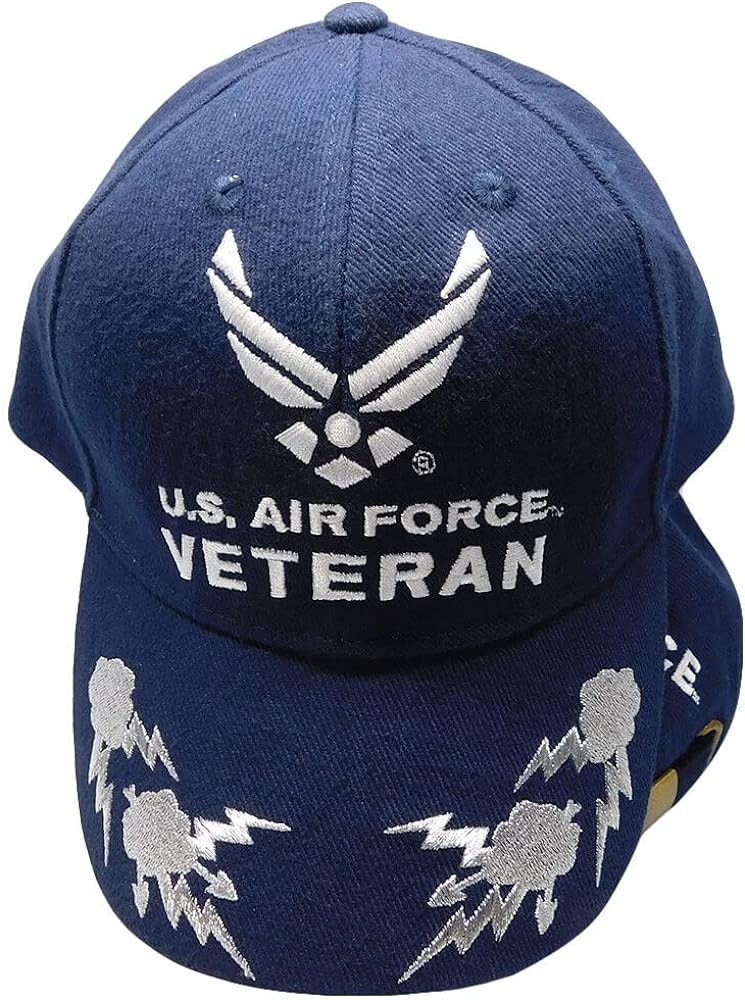 Ant Enterprises Air Force Veteran Wings Insignia Sky Storm Navy Blue Cap Hat Officially Licensed