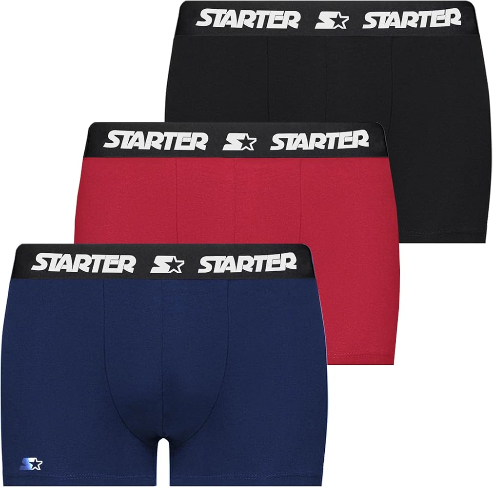 Starter Cotton Span Men’s Trunk – 3 Pack, Men’s Underwear Trunks, Soft & Comfortable Waistband, Anti-Chafing