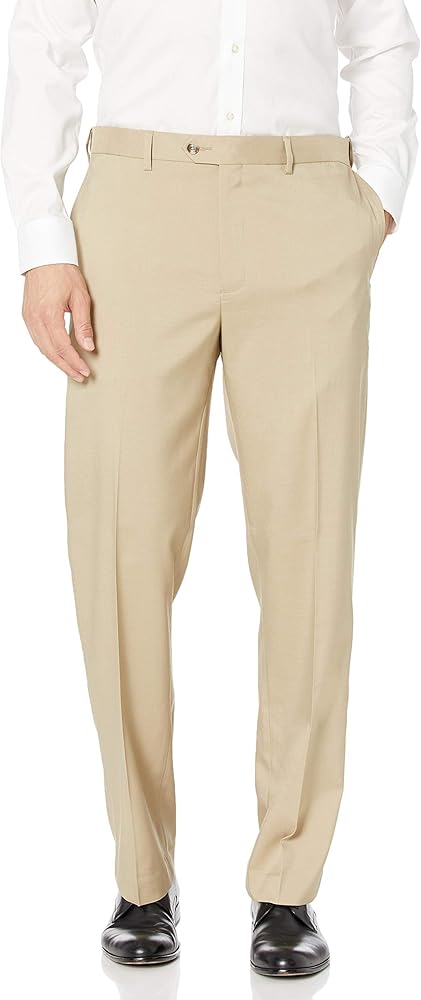 Savane Men's Flat Front Stretch Crosshatch Dress Pant