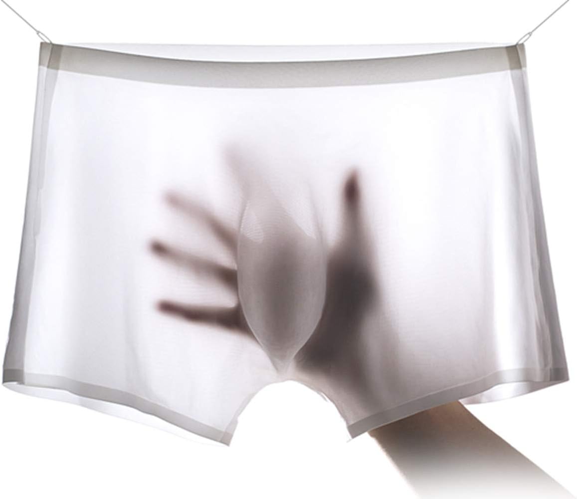 Digital baby Men's Traceless Underwear Ice Silk Boxer Brief sexy see-through transparent briefs