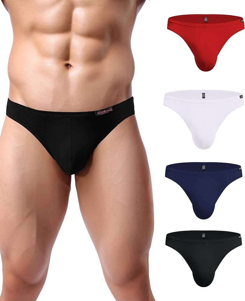 Avidlove Mens Bikini Underwear Low Rise Briefs Microfiber Underpants 4 Pack