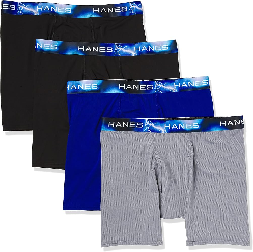 Hanes Men's Sport X-Temp Ultra Lightweight Long Leg Boxer Brief 4-Pack